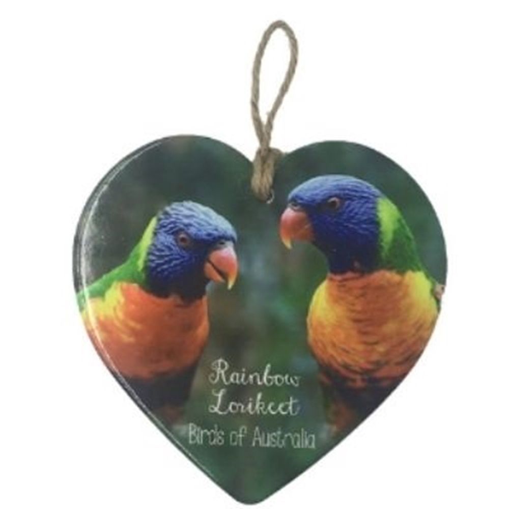 Ceramic Memory Heart - Rainbow Lorikeets Design