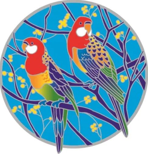 Large Suncatcher - Eastern Rosellas and Wattle