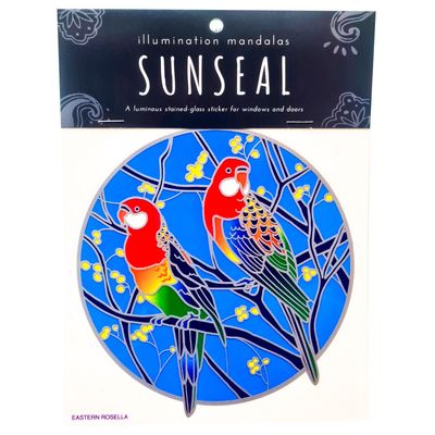 Large Suncatcher - Eastern Rosellas and Wattle