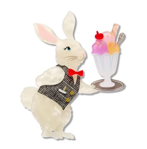 Rabbit Waiter Brooch