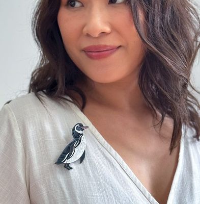 Galapagos Penguin Brooch
