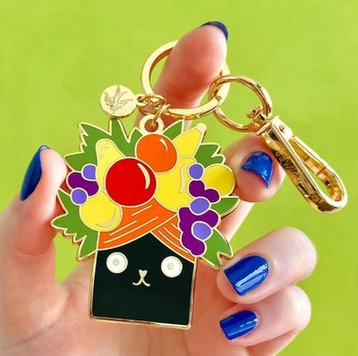 Catmen Miranda Enamel Key Ring