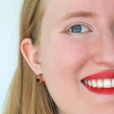 Remembrance Poppy Enamel Huggie Earrings