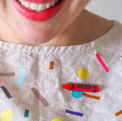 Crayon Simplified Mini Brooch - Red
