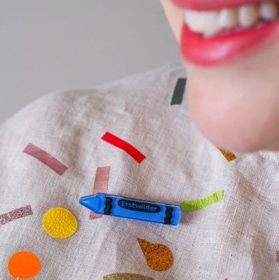 Crayon Simplified Mini Brooch -  Blue