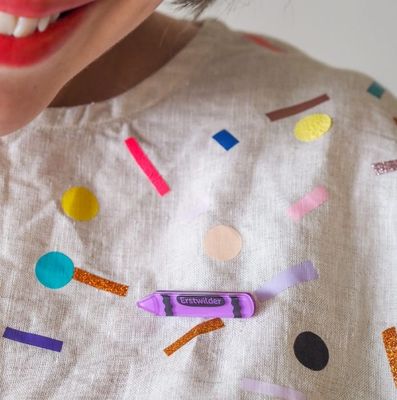 Crayon Simplified Mini Brooch - Purple