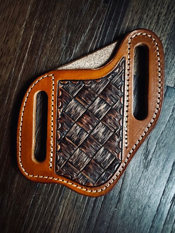 Knife sheath-Hand Tooled Basket Weave