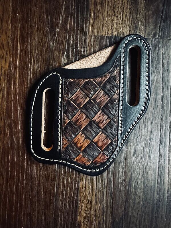 Knife Sheath-Hand Tooled Basket Weave