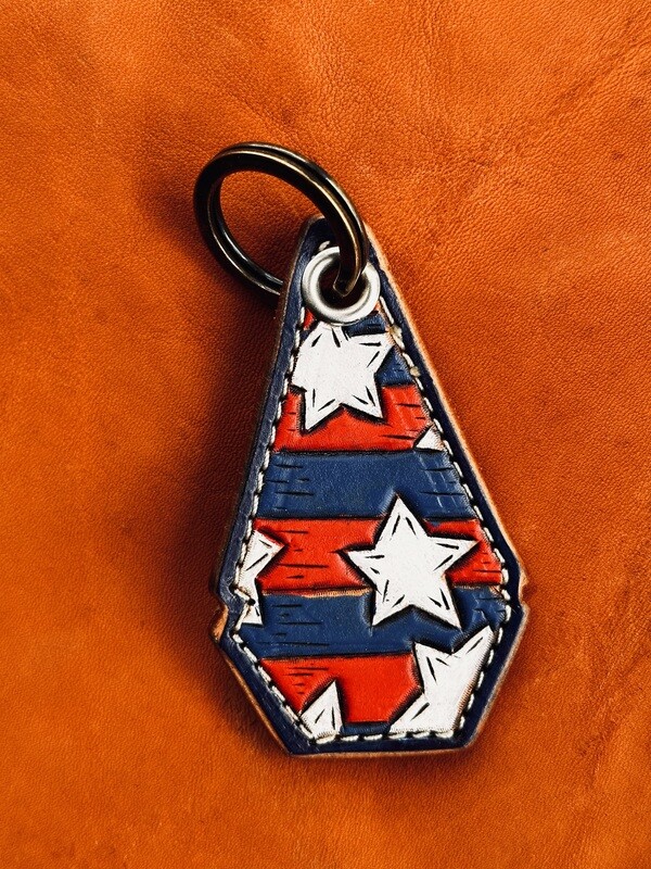 Tooled Stars and Stripes Keychain