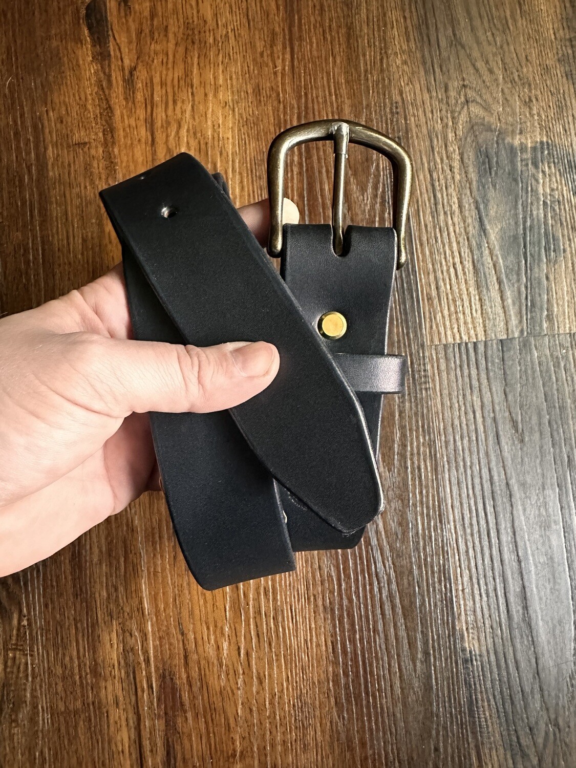 Unlined Black Leather Belt (34)