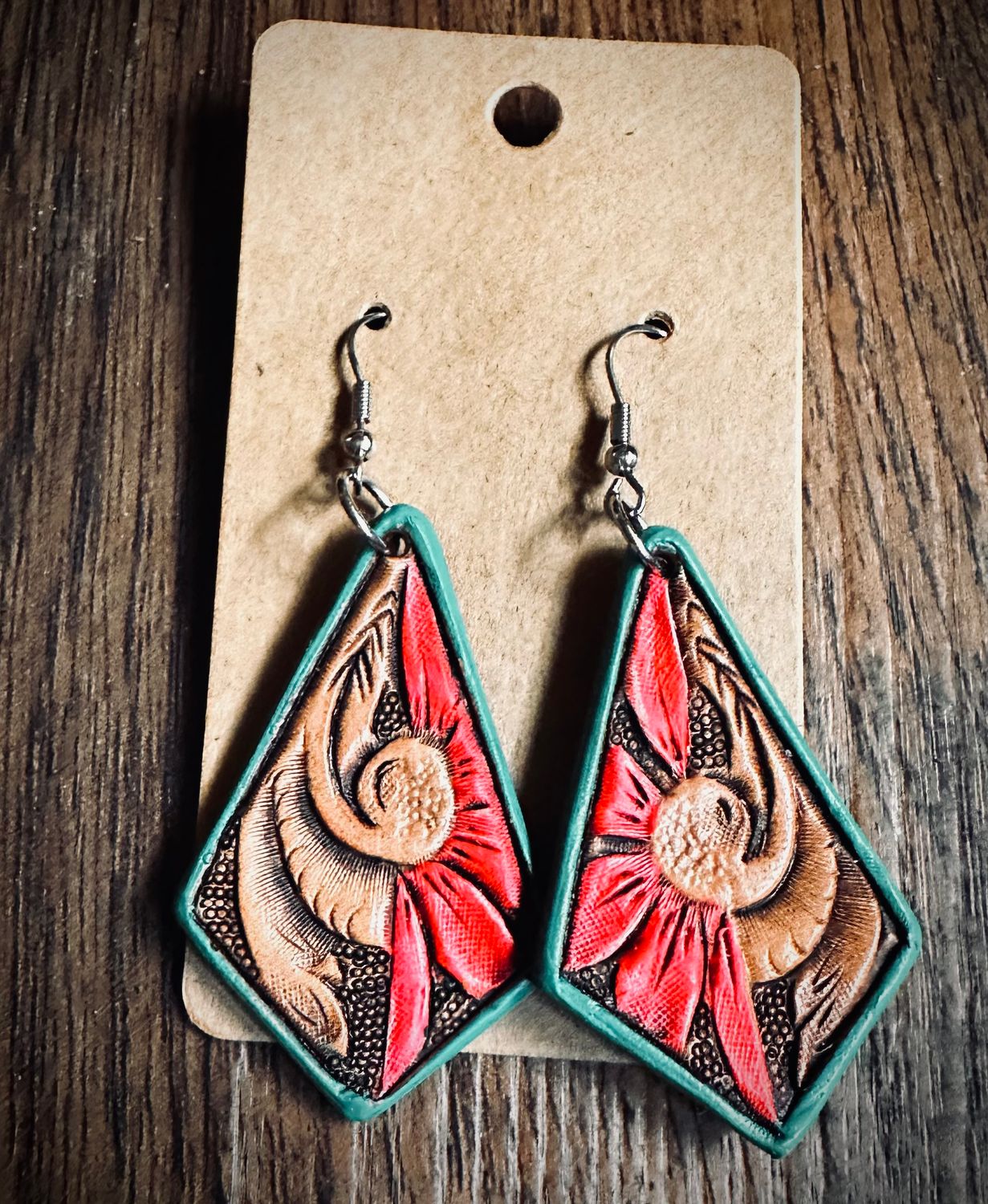 Tooled Leather Earrings