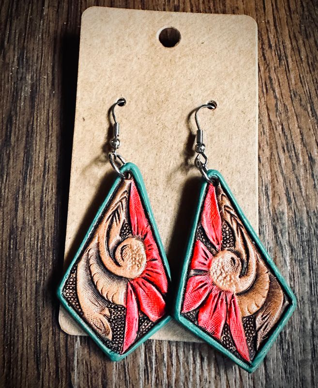 Tooled Leather Earrings