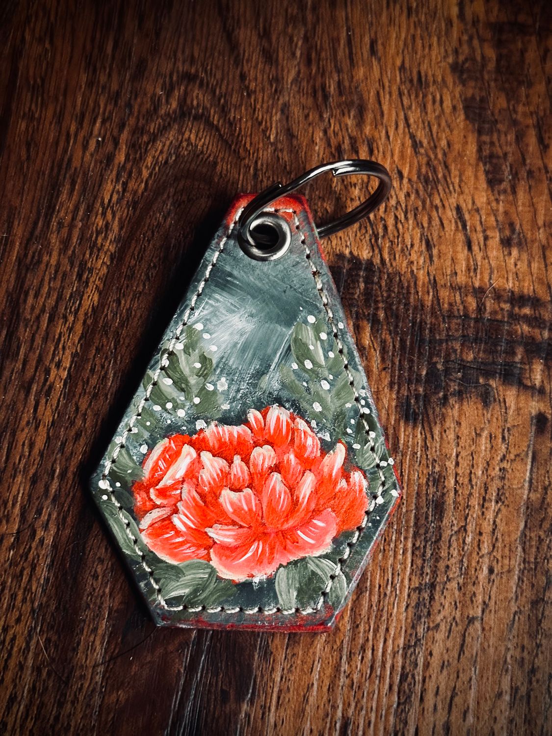 Hand Painted Leather KeyChain