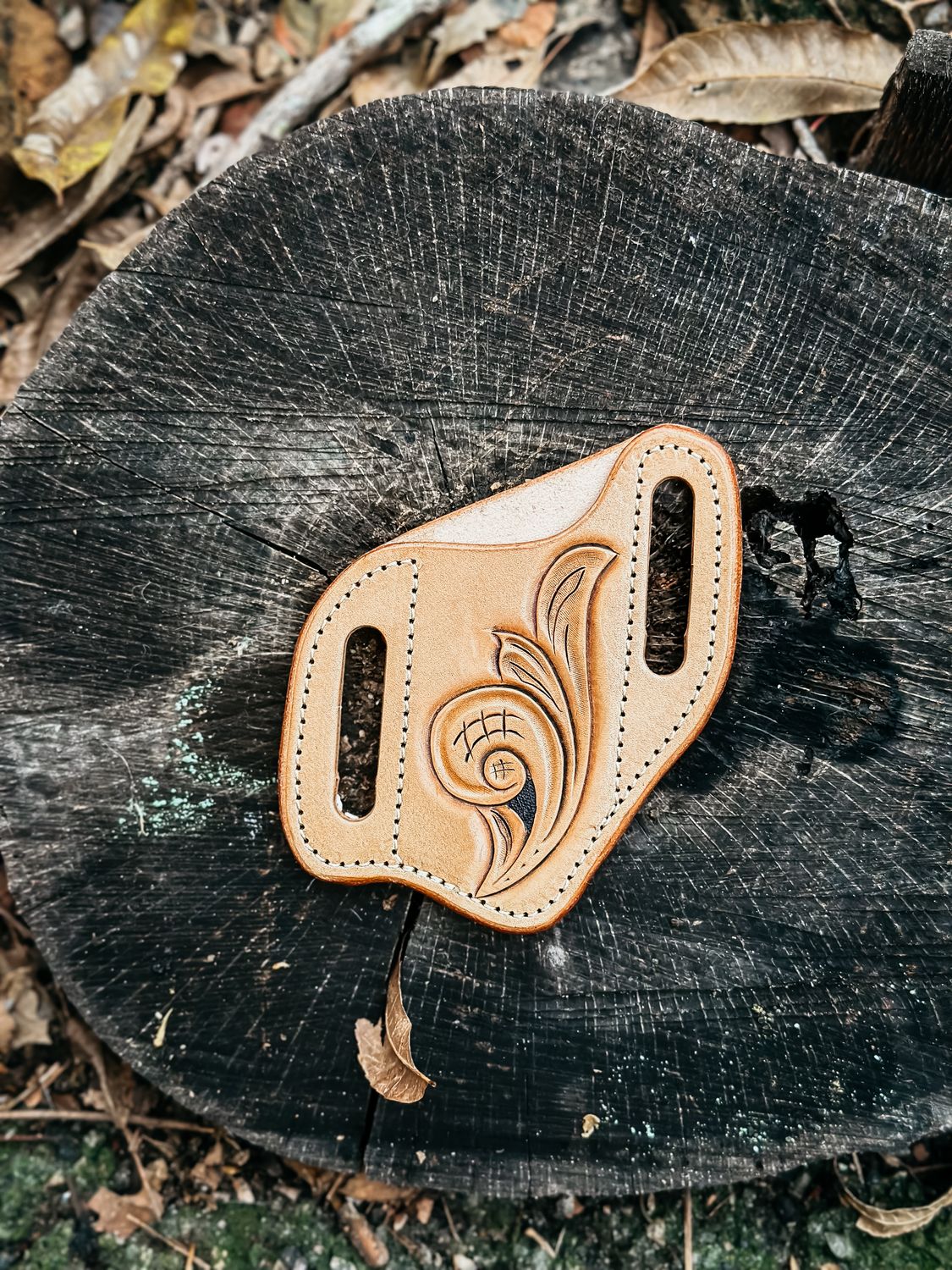 Natural Tooled Knife Sheath