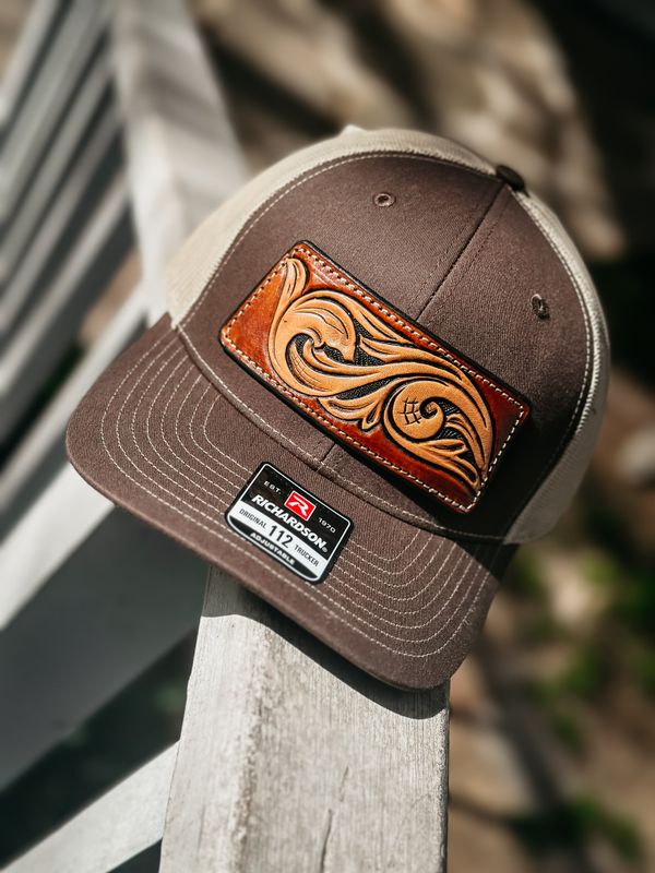 Brown and Tan Richardson 112-Tooled Patch
