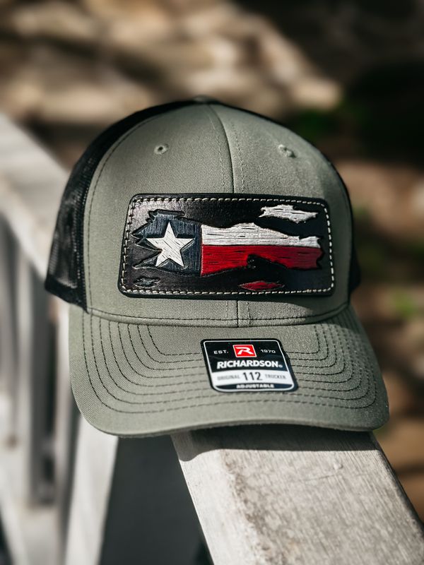Green/Black Richardson 112-Tooled Texas Flag