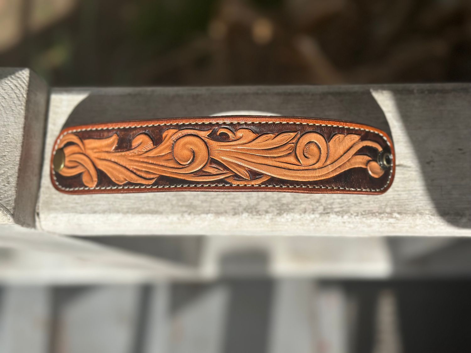 Tooled Leather Cuff-