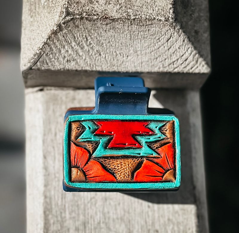 Small Hair Clip-Tooled Leather