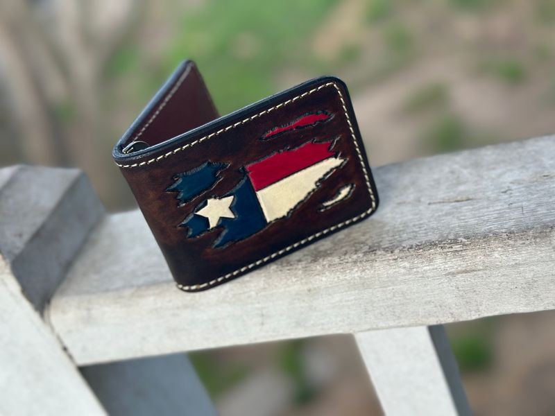 Tooled Texas Flag Springer Wallet