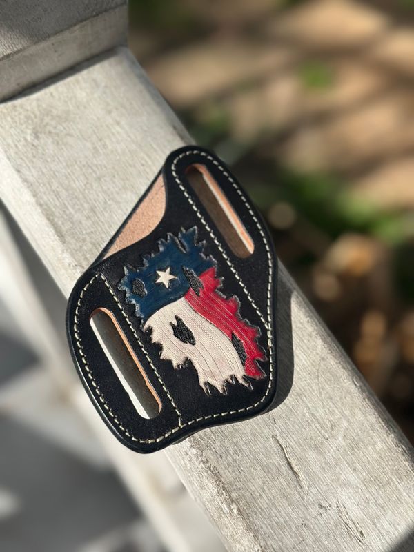 Tooled Texas Flag Knife Sheath
