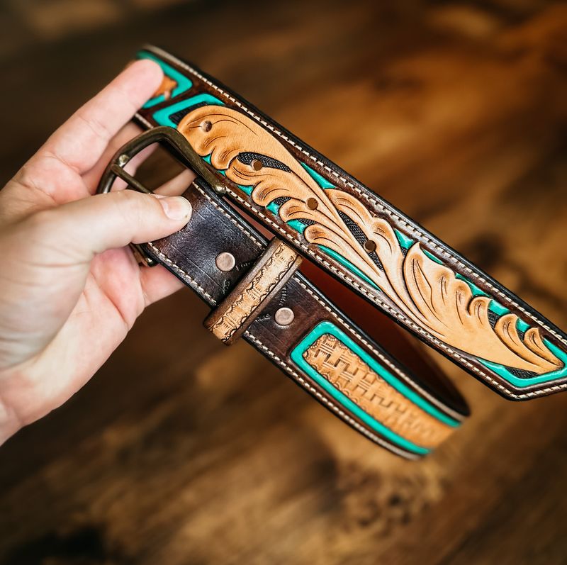 Tooled Leather Belt