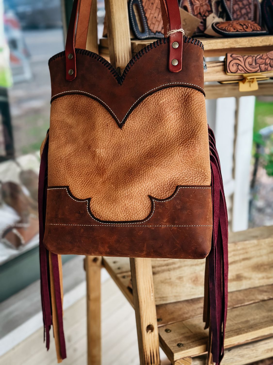 Boot Top Bag-Brown w/Fringe