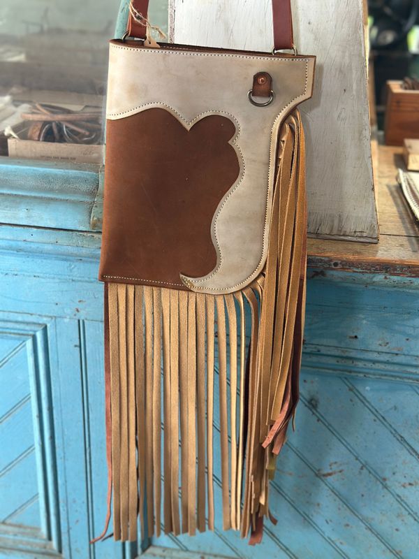 Chap Bag- Brown w/ tri-color fringe