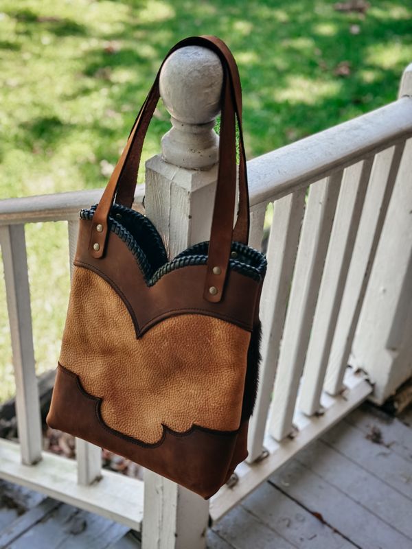 Boot Top Bag Brown/Hair on Hide/Fully laced top