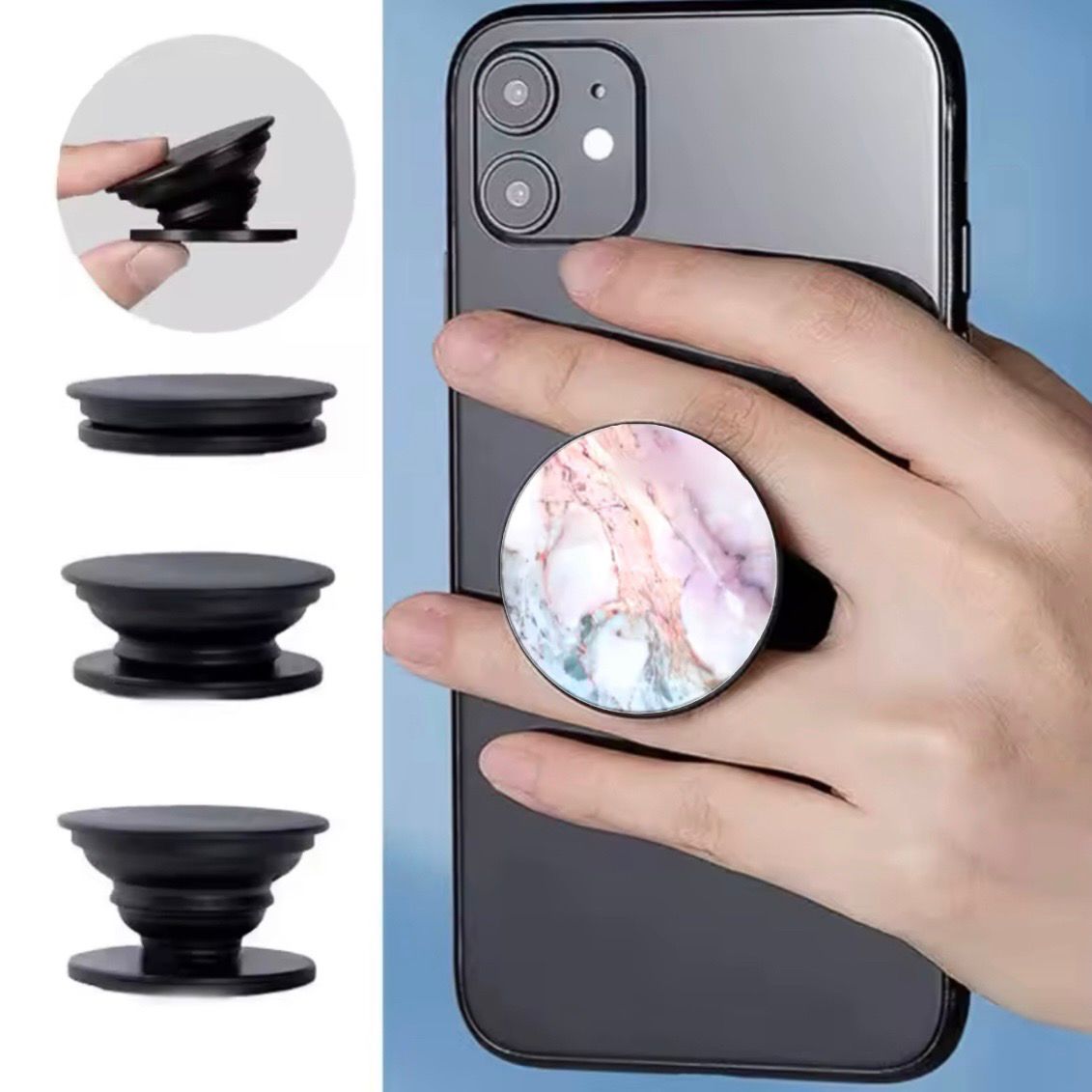 Pop Out Phone Grip Stand | Pink Marble Design