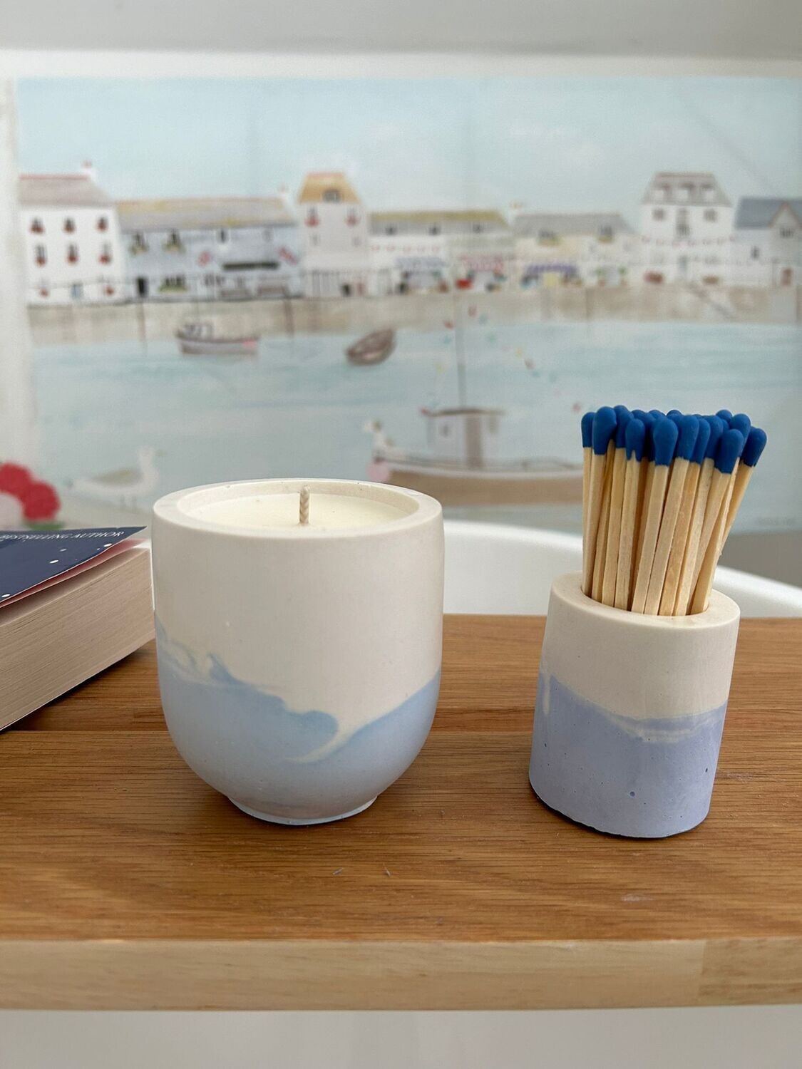 &#39;Rock Salt &amp; Driftwood&#39; 180g candle &amp; match pot