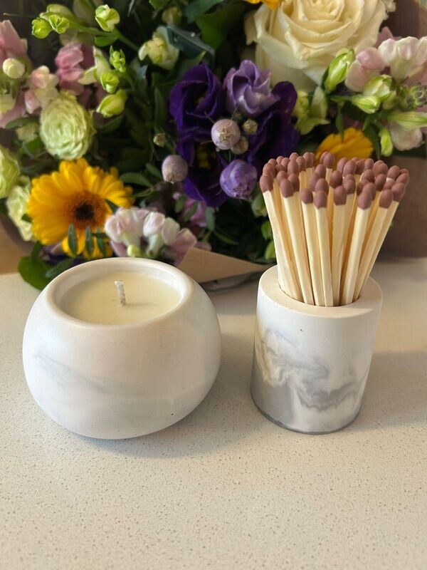 &#39;Relax &amp; Unwind&#39; - small 100g candle &amp; match pot