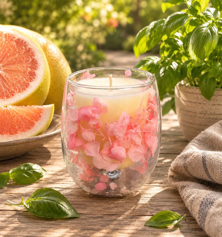 'Pomelo &amp; Basil' - 200g decorative candle