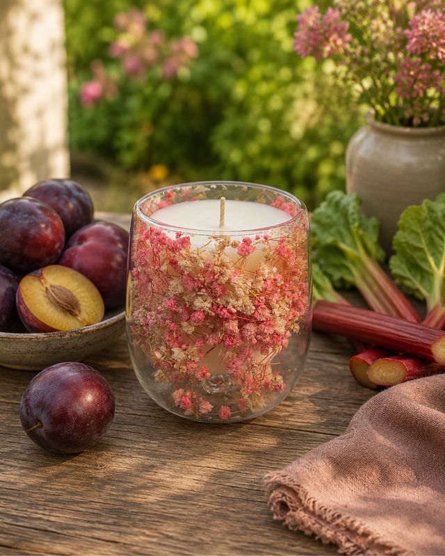 'Plum &amp; Rhubarb' - 200g decorative candle