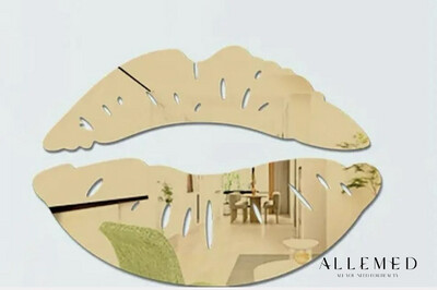Lips Mirror Wall Sticker Gold - available from 29/04