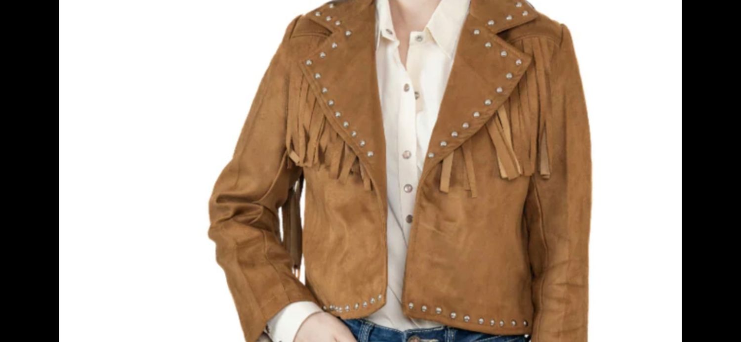 Chamarra para mujer con flequillos