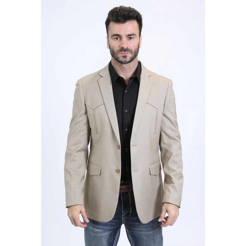 Platini Men's Double Button Western Blazer - taupe