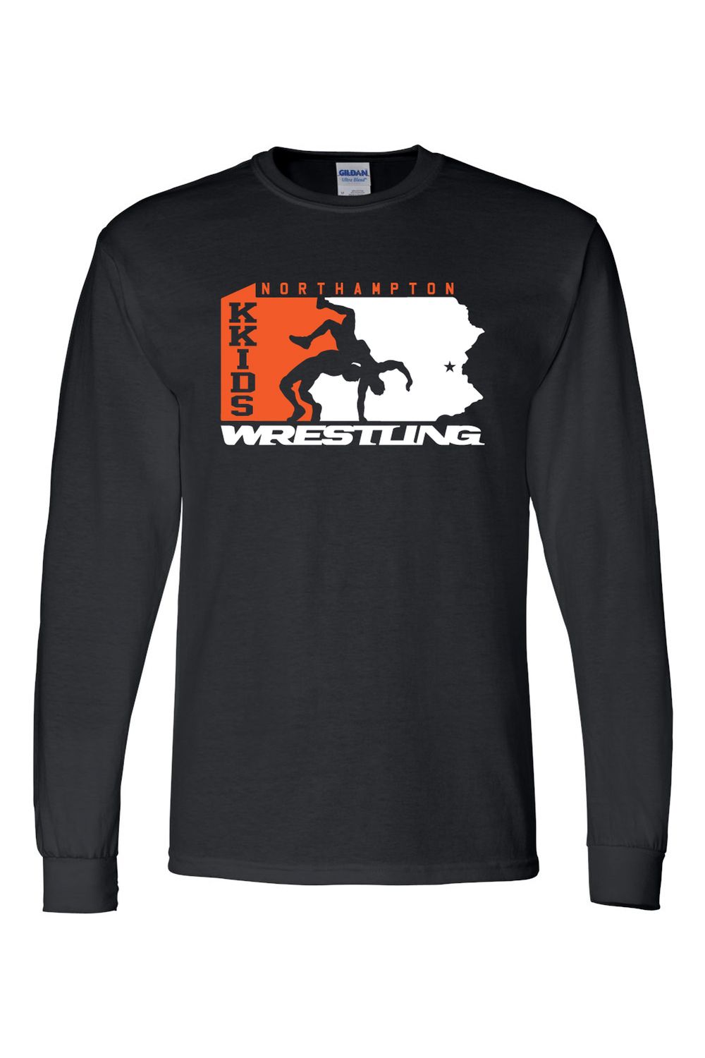 Basic Adult Long Sleeve Tee, COLOR: BLACK, DESIGN: PENNA