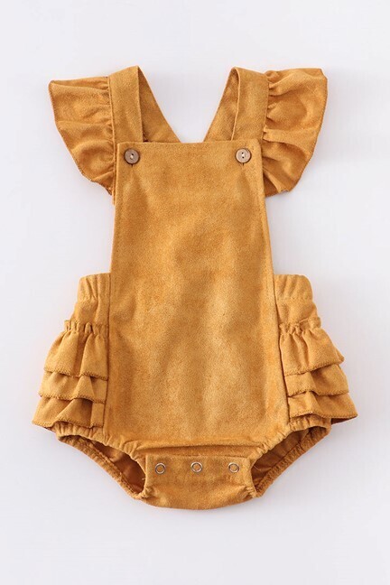 Mustard Suede Ruffle Bubble