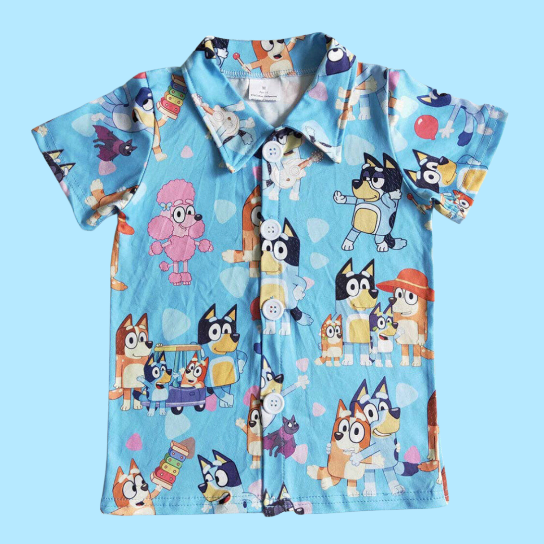 Blue Dog Button Down Shirt
