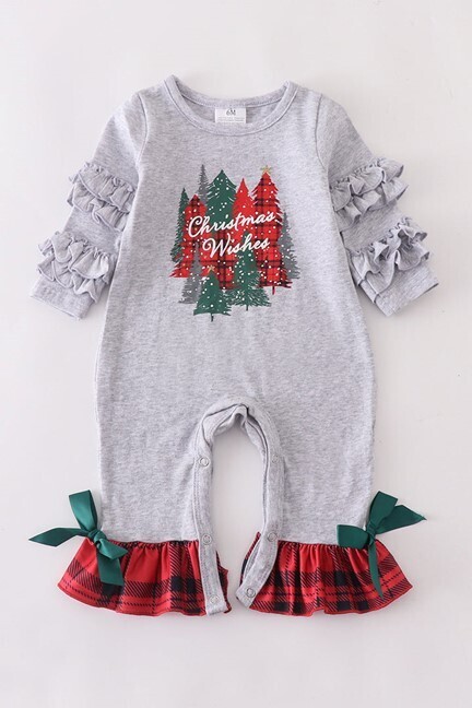 Grey Christmas Wishes Romper