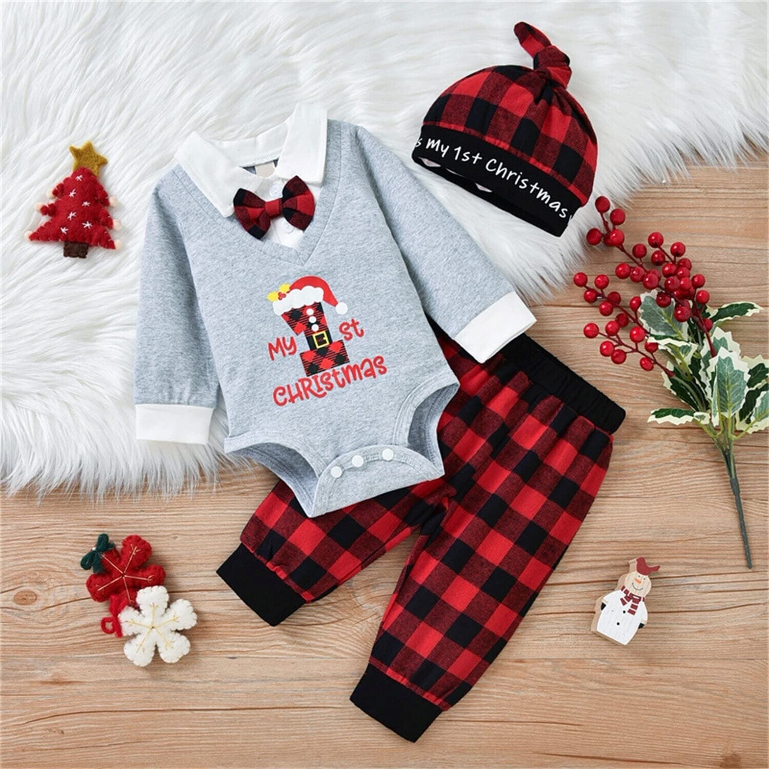 1st Christmas Plaid Boy