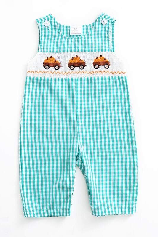 Green Plaid Pumpkin Romper