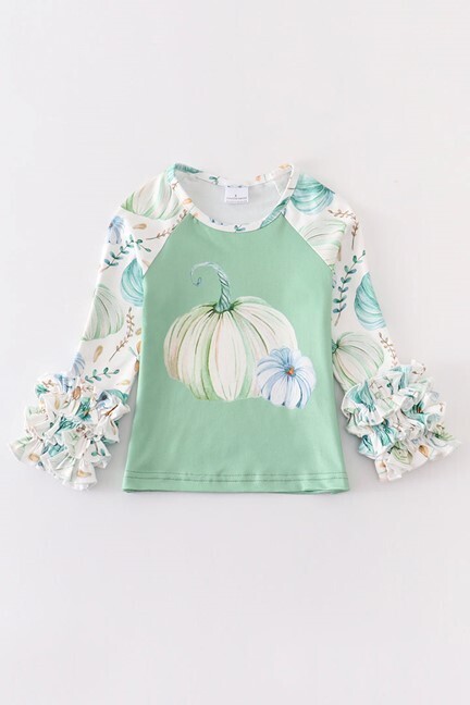 Green Pumpkin Ruffle Top