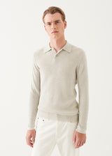 PATRICK ASSARAF MERINO WAFFLE KNIT POLO