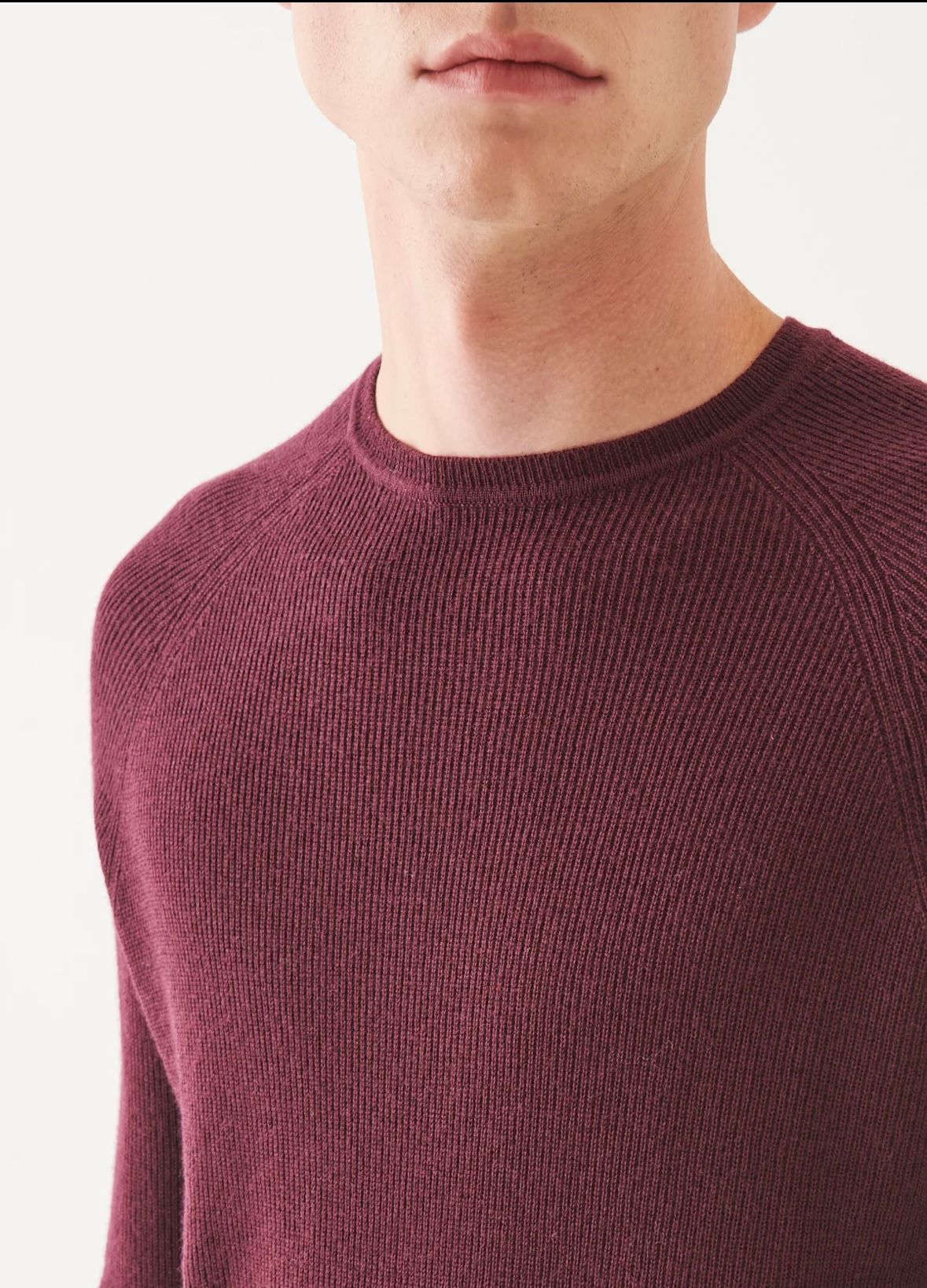 MERINO WOOL RIBBED CREWNECK BERRY