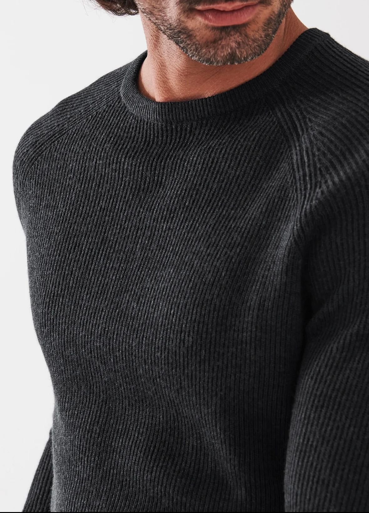 MERINO WOOL RIBBED CREWNECK NOIR