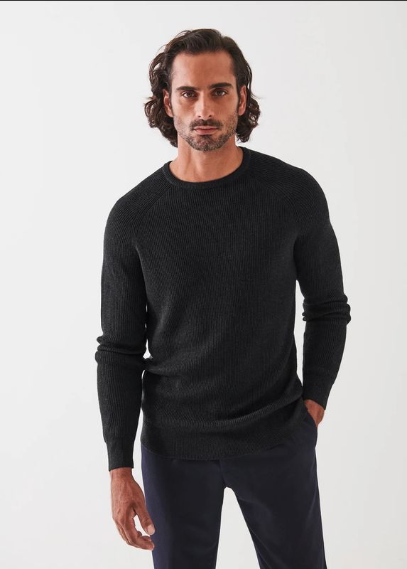 MERINO WOOL RIBBED CREWNECK NOIR