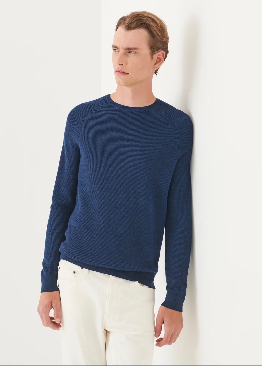 MERINO WOOL RIBBED CREWNECK MELANGE