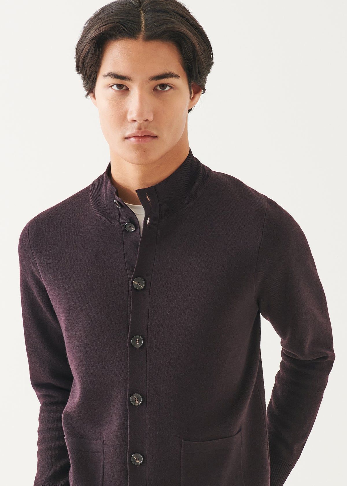 PATRICK ASSARAF MERINO BUTTON UP CARDIGAN