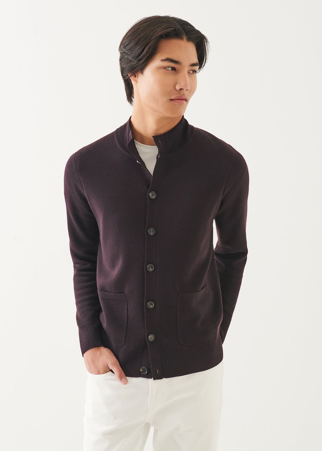 PATRICK ASSARAF MERINO BUTTON UP CARDIGAN